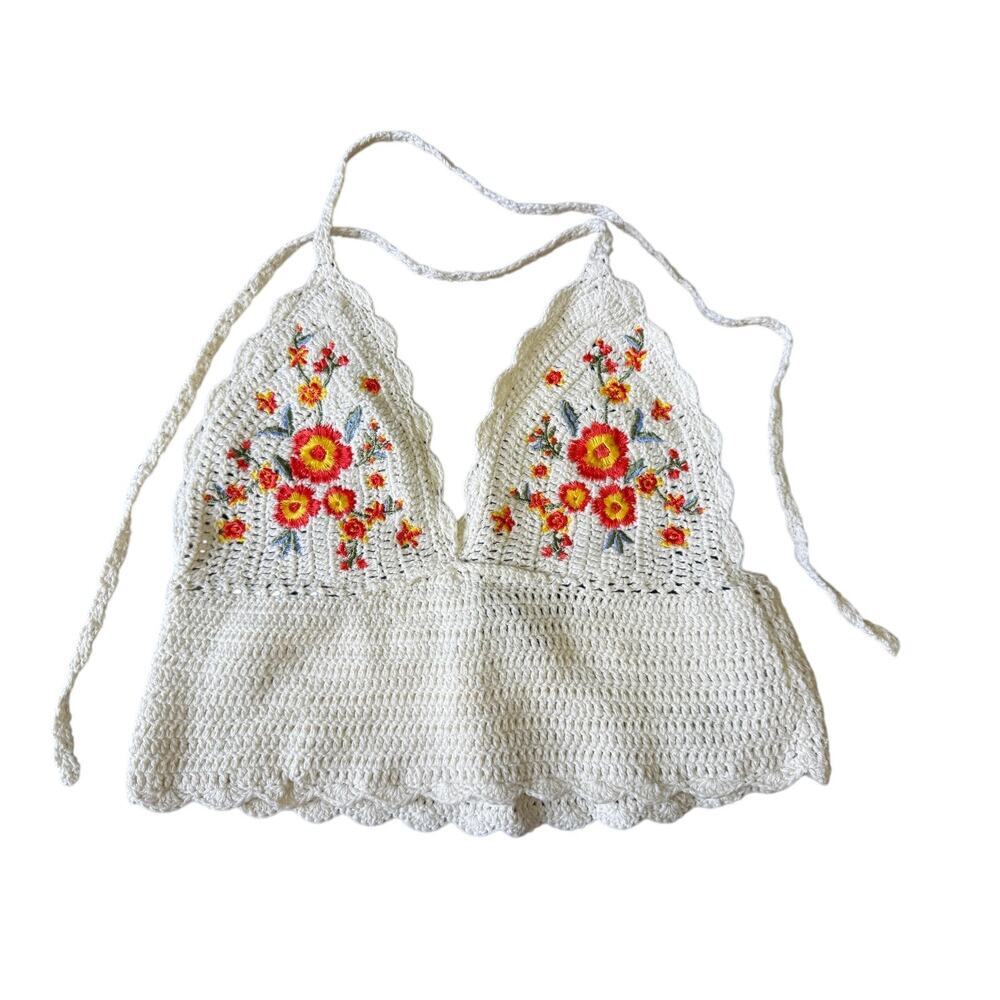 Forever 21 NWT knit floral halter top summer womens size small